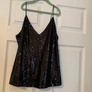 Black Sequin Tank Top